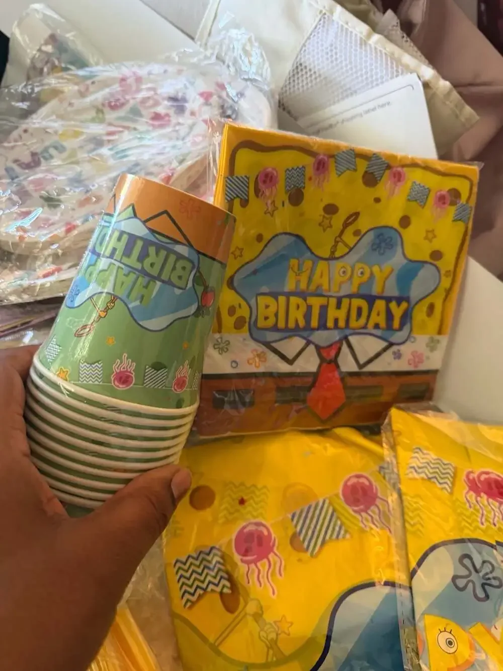 SpongeBob SquarePants Themed Happy Birthday Party Supplies Bundle